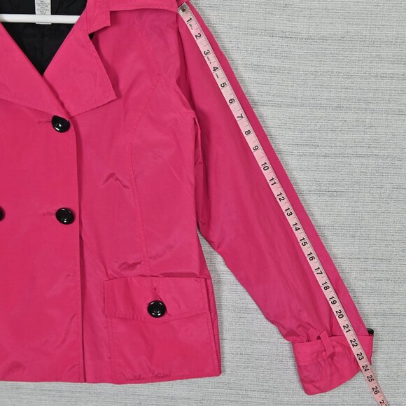 Chico's 70s Retro Preppy Lightweight Windproof Magenta Short Trench Coat Size 1 - Picture 16 of 16